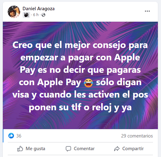 consejo de uso para apple pay perú en facebook