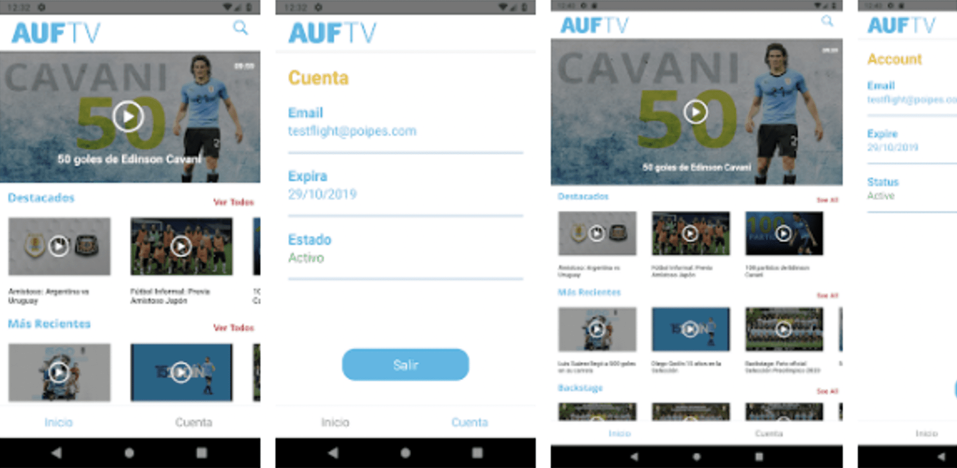 Aplicación de la selección uruguaya “AUF TV” 