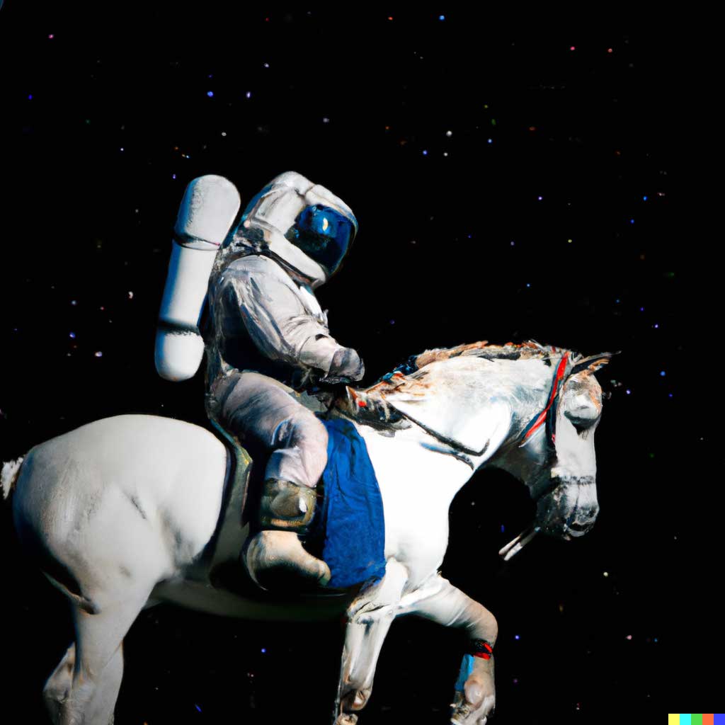 Imagen de astronauta montando un caballo generada por ia Dall-e 2