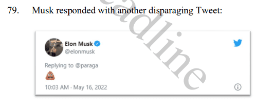 Respuesta con emoji despectivo de Elon Musk al CEO de Twitter